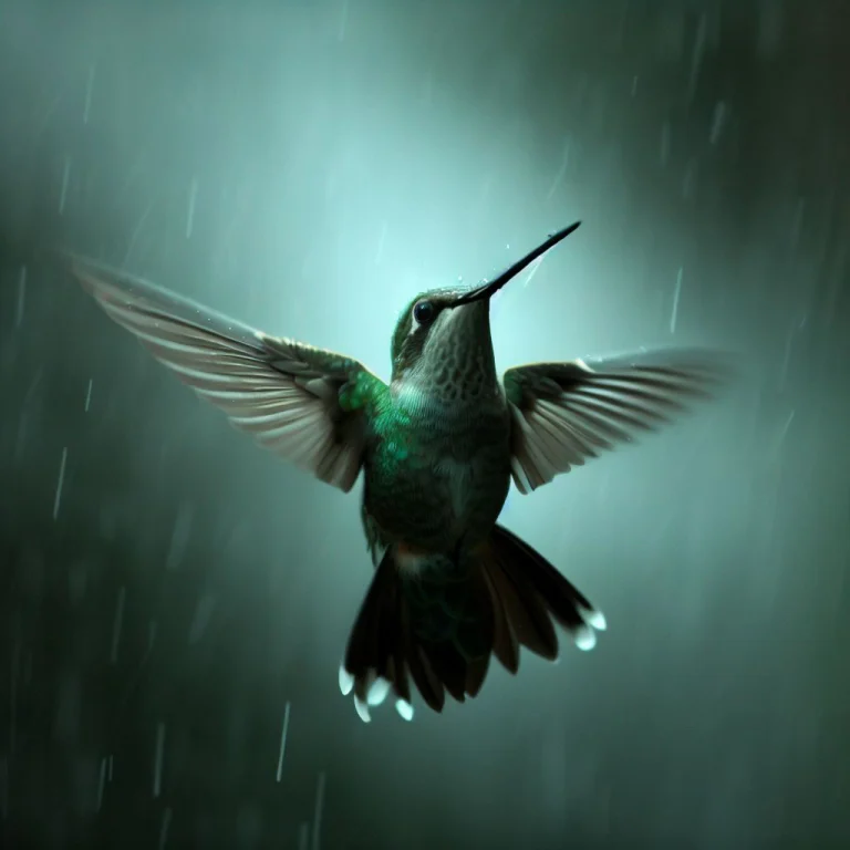 Hummingbird in Rain